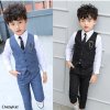 Boy Plaid Vest Blazer Kids Waistcoat Wedding Clothes Set Toddler Formal Dress Suit Child Brooch Shirt.jpg (4) kopie