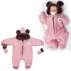 Oteplená pletená kombinéza s rukavičkama Teddy Bear, Baby Nellys, dvouvrstvá,růžová,vel.62 (Velikost koj oblečení 62 (2-3m))