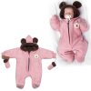 Oteplená pletená kombinéza s rukavičkama Teddy Bear, Baby Nellys, dvouvrstvá,růžová,vel.62 (Velikost koj oblečení 62 (2-3m))