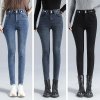 Small Foot Jeans Women s 2023 Autumn Winter High Waist Elastic Slim Fit Warm Pants Plush.jpg