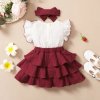 Baby Girl Red Wine with white 3 layer cupcake dress.jpg (1)