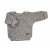 Pletený svetřík pro miminko s knoflíčky Lovely, prodloužené náplety, tm. šedý