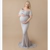 Shoulderless Maternity Dresses For Photo Shoot Maternity Photography Props Pregnancy Dress Photography Maxi Dress Gown Pregnant 2