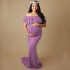 Shoulderless Maternity Dresses For Photo Shoot Maternity Photography Props Pregnancy Dress Photography Maxi Dress Gown Pregnant 3