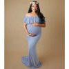 Shoulderless Maternity Dresses For Photo Shoot Maternity Photography Props Pregnancy Dress Photography Maxi Dress Gown Pregnant 0