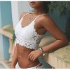 2PCS Women Hollow Out Bralette Solid Color Beauty Back Lace Underwear Sexy Vest Female Add pad