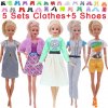 10Pcs Set 5 Handmade Clothing Suit 5 Pairs Shoes For Barbie Dress Doll Clothes 1 6.jpg 640x640.jpg (7)