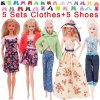 10Pcs Set 5 Handmade Clothing Suit 5 Pairs Shoes For Barbie Dress Doll Clothes 1 6.jpg 640x640.jpg (8)