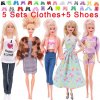 10Pcs Set 5 Handmade Clothing Suit 5 Pairs Shoes For Barbie Dress Doll Clothes 1 6.jpg 640x640.jpg (9)