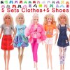 10Pcs Set 5 Handmade Clothing Suit 5 Pairs Shoes For Barbie Dress Doll Clothes 1 6.jpg 640x640.jpg (11)
