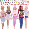 10Pcs Set 5 Handmade Clothing Suit 5 Pairs Shoes For Barbie Dress Doll Clothes 1 6.jpg 640x640.jpg (12)