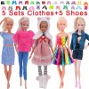 10Pcs Set 5 Handmade Clothing Suit 5 Pairs Shoes For Barbie Dress Doll Clothes 1 6.jpg 640x640.jpg (13)