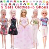 10Pcs Set 5 Handmade Clothing Suit 5 Pairs Shoes For Barbie Dress Doll Clothes 1 6.jpg 640x640.jpg (14)