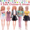 10Pcs Set 5 Handmade Clothing Suit 5 Pairs Shoes For Barbie Dress Doll Clothes 1 6.jpg 640x640.jpg (17)