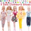 10Pcs Set 5 Handmade Clothing Suit 5 Pairs Shoes For Barbie Dress Doll Clothes 1 6.jpg 640x640.jpg (21)