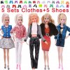10Pcs Set 5 Handmade Clothing Suit 5 Pairs Shoes For Barbie Dress Doll Clothes 1 6.jpg 640x640.jpg (23)