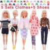 10Pcs Set 5 Handmade Clothing Suit 5 Pairs Shoes For Barbie Dress Doll Clothes 1 6.jpg 640x640.jpg