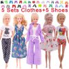 10Pcs Set 5 Handmade Clothing Suit 5 Pairs Shoes For Barbie Dress Doll Clothes 1 6.jpg 640x640.jpg (2)