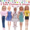 10Pcs Set 5 Handmade Clothing Suit 5 Pairs Shoes For Barbie Dress Doll Clothes 1 6.jpg 640x640.jpg (3)