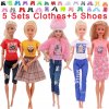 10Pcs Set 5 Handmade Clothing Suit 5 Pairs Shoes For Barbie Dress Doll Clothes 1 6.jpg 640x640.jpg (5)