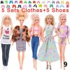 Šatičky a doplňky pro panenku Barbie - 10 ks (30 cm)
