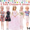 Šatičky a doplňky pro panenku Barbie - 10 ks (30 cm)