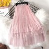 Skirts Women Tender Sweet Korean Style Printed Lady Mesh Ins Classy All match College Elegant Popular (2)