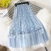 Skirts Women Tender Sweet Korean Style Printed Lady Mesh Ins Classy All match College Elegant Popular (3)