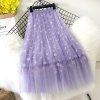 Skirts Women Tender Sweet Korean Style Printed Lady Mesh Ins Classy All match College Elegant Popular