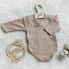 Zavinovací kojenecké body dl. rukáv, mušelín, Baby Nellys, béžové, veľ. 68 (Velikost koj oblečení 68 (3-6m))