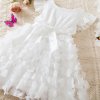 2024 New Summer Dress for Baby Girls 2 6 Years 3D Flower Fly Sleeves Kids Birthday.jpg (1)