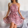 F 2023 New Women Spring Summer Halter Neck Leisure Ruffle Edge Flared Flower Dress For Ladies.jpg Q90.jpg (2)