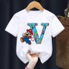 Dětské bílé tričko ABECEDA Super Mario