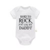Bavlněné kojenecké body "Born To Rock" (bílé) - 6 variant potisků