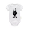 Bavlněné kojenecké body "Born To Rock" (bílé) - 6 variant potisků