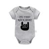 Bavlněné kojenecké body "Born To Rock" (šedé) - 6 variant potisků