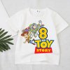 Dětské narozeninové tričko s potiskem Toy Story s číslovkou, bílé