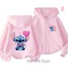 Pohodlná dětská mikina s kapucí "Lilo & Stitch" - růžová (21 motivů)