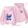 Pohodlná dětská mikina s kapucí "Lilo & Stitch" - růžová (21 motivů)