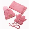 Baby Winter Scarf Hat Set For Kids Boys Girls Knitted Hats Scarfs Glove 3 Pcs Sets 0