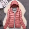 Dámská jarní/podzimní prošívaná bunda s kapucí plněná kachním peřím (15 barev/ vel. až 7XL)