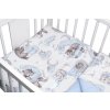 3-dílná sada Mantinel s povlečením Baby Nellys, Zvířátka na mráčku, modrá/bílá (Velikost povlečení 135x100)