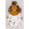 Z&Z Zimní čepice 3v1 + komínek, medová hořčice (Velikost 68-80 (6-12m))