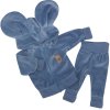 Velurová, semišková tepláková souprava s oušky MYŠKA - jeans (Velikost 86 (12-18m))