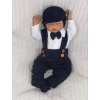 Z&Z 5-dílná pletená sada Boy, body, kalhoty, čepička, motýlek, botičky, granát , vel. 86 (Velikost koj oblečení 56 (1-2m))