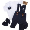 Z&Z 5-dílná pletená sada Boy, body, kalhoty, čepička, motýlek, botičky, granát , vel. 86 (Velikost koj oblečení 56 (1-2m))