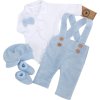 Z&Z 5-dílná pletená sada Boy, body, kalhoty, čepička, motýlek, botičky, modrá (Velikost 86 (12-18m))