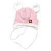 Baby Nellys Pletená zimní čepice s kožíškem a šátkem Star, růžová (Velikost 80/86 (12-18m))