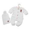 Baby Nellys 2-dílná sada Pletený overálek STAR + čepice Hand Made, bílý (Velikost koj oblečení 68/74 (6-9m))