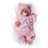 Pletená bavlněná čepice s oušky, dvouvrstvá, Hand Made Baby Nellys, růžová (Velikost koj oblečení 56/62 (0-3m))
